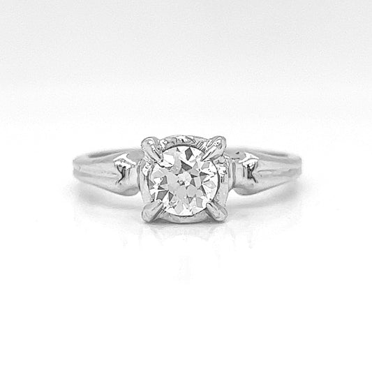 Natural Old European Cut Diamond Bridal Solitaire Ring, in  White Gold - Pre-owned