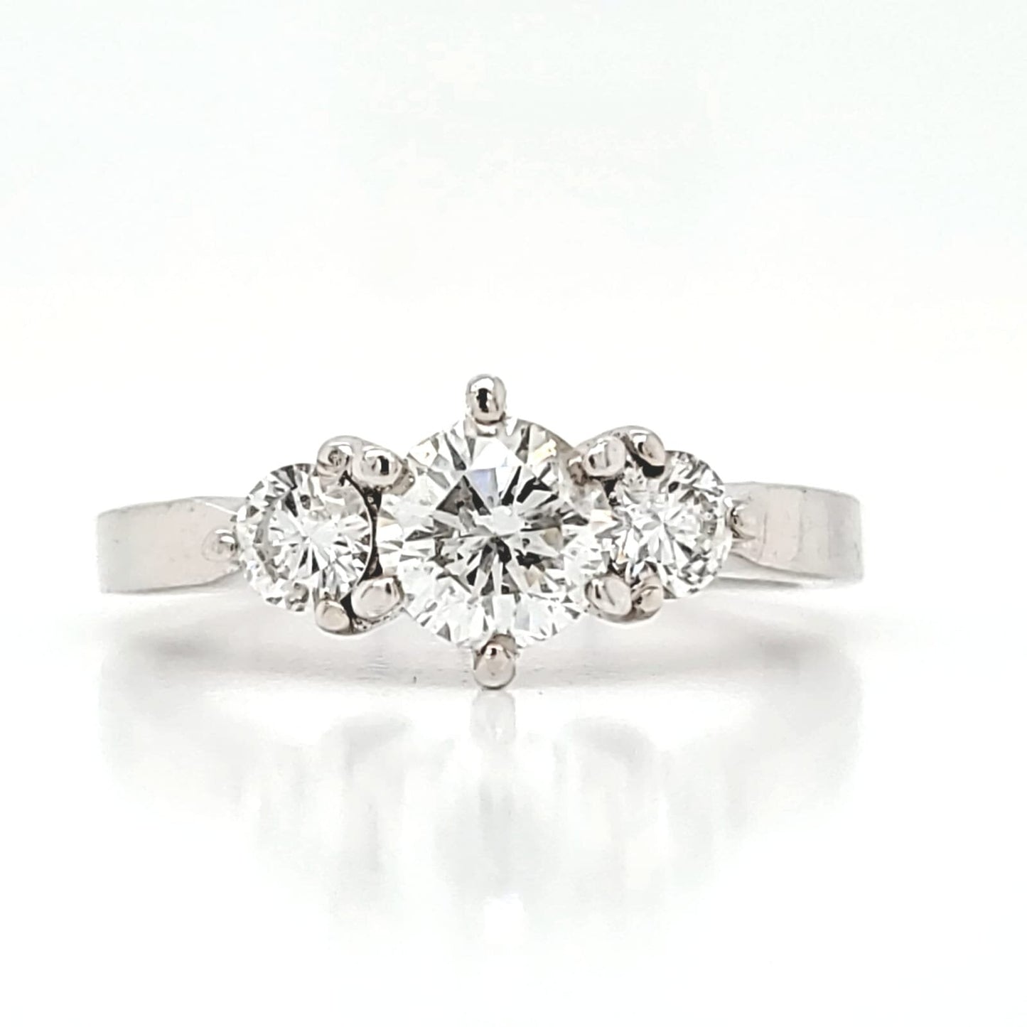 Natural Round Diamond 3 Stone Bridal Ring, in White Gold