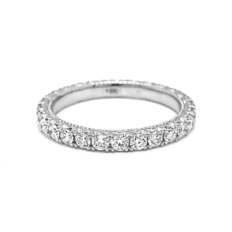 1.06 ct.t.w. Natural Diamond French Pavé Eternity Band Ring, in White Gold