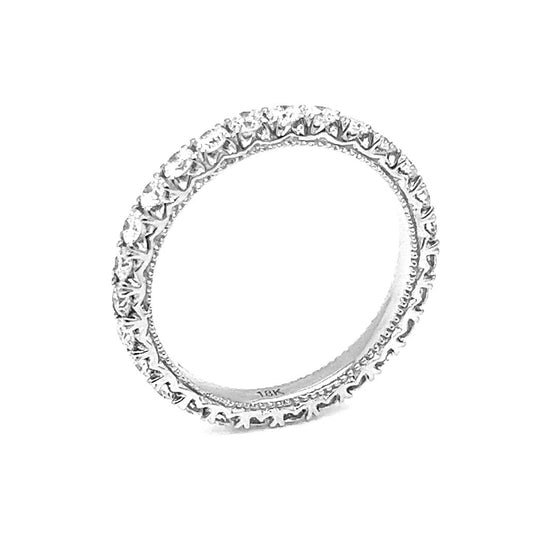 1.06 ct.t.w. Natural Diamond French Pavé Eternity Band Ring, in White Gold