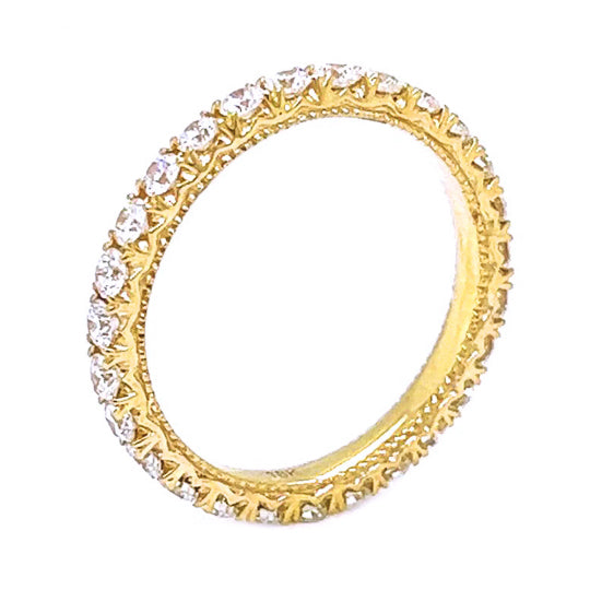 0.81 ct.t.w. Natural Diamond French Pavé Eternity Band Ring, in Yellow Gold