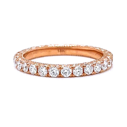 0.98 ct.t.w. Natural Diamond French Pavé Eternity Band Ring, in Rose Gold