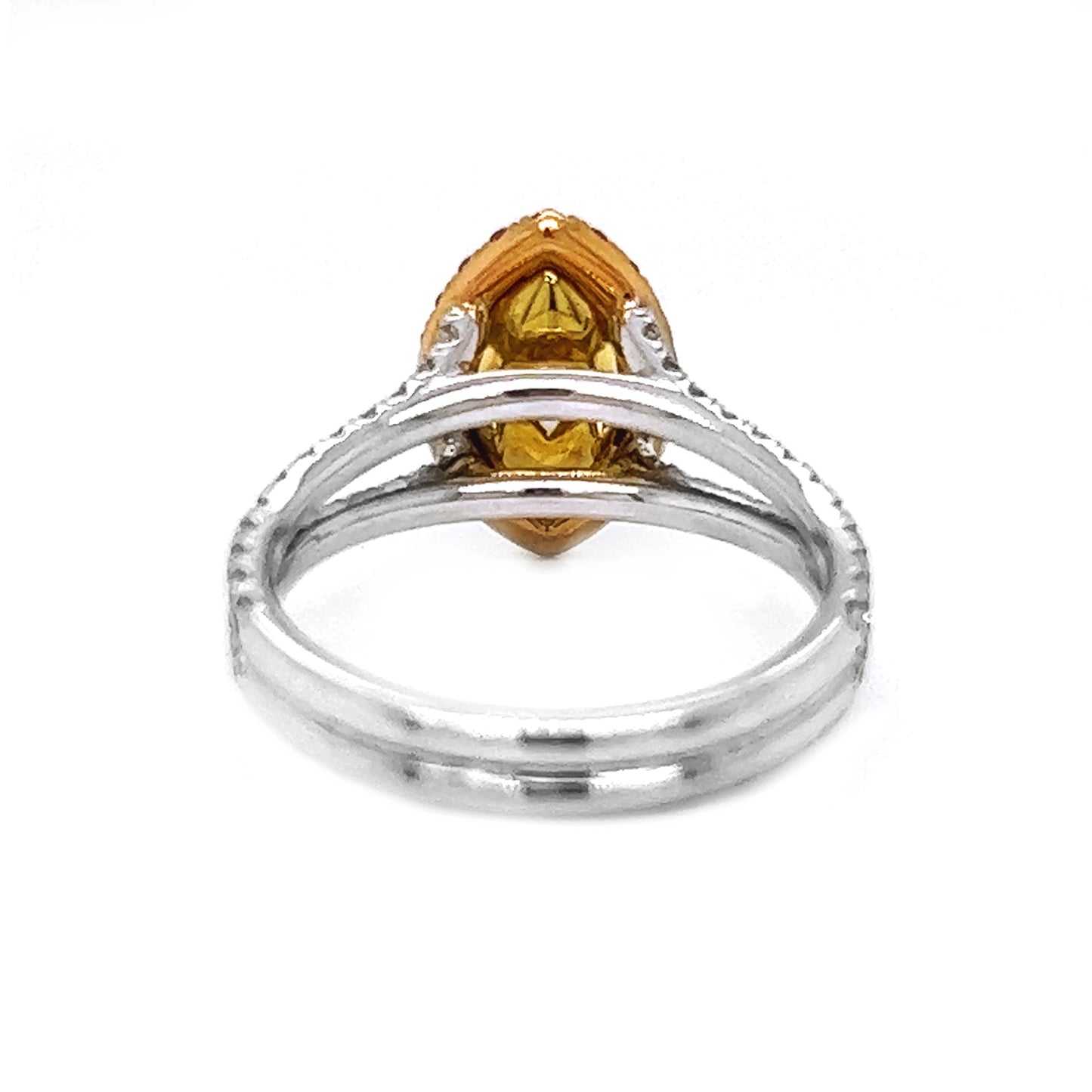 Natural Fancy Color Green-Yellow with Pink Diamond Halo Bridal Ring, in White Gold