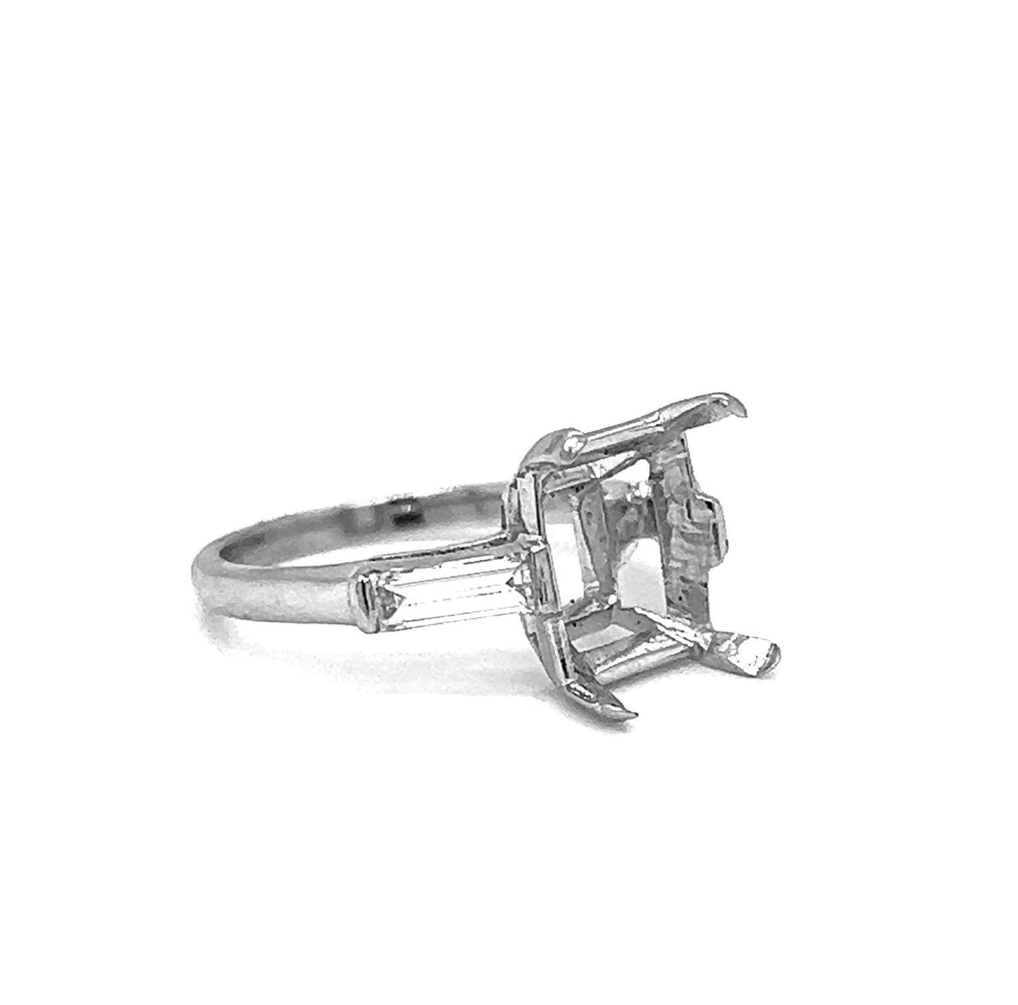 Semi-Mount Fits 11.5 x 9.5 mm with Natural Diamond 3 Stone Ring, in White Gold - Pre-owned