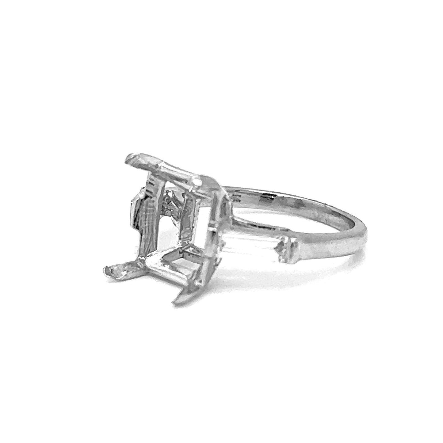 Semi-Mount Fits 11.5 x 9.5 mm with Natural Diamond 3 Stone Ring, in White Gold - Pre-owned