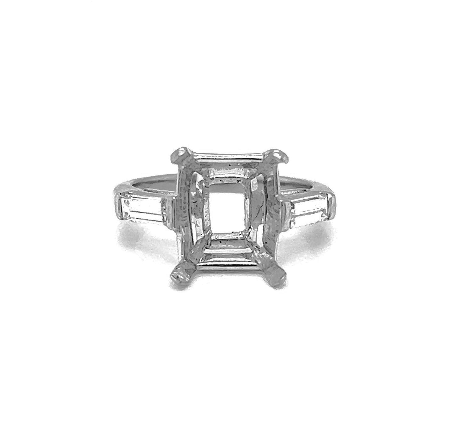 Semi-Mount Fits 11.5 x 9.5 mm with Natural Diamond 3 Stone Ring, in White Gold - Pre-owned