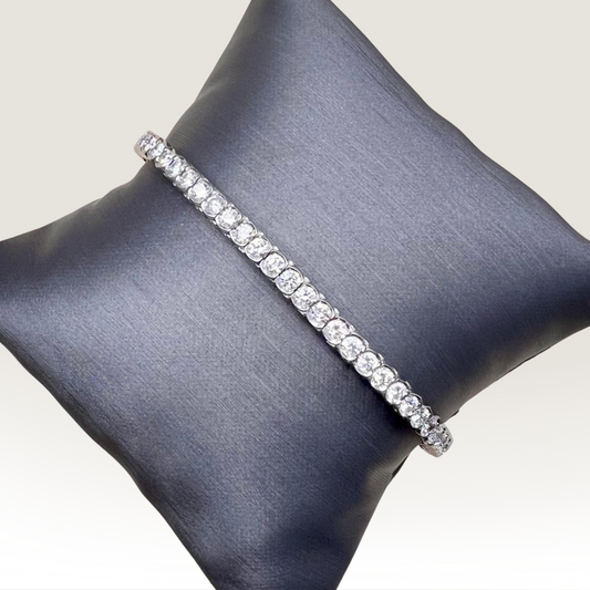 Natural Mined Diamond Semi Bezel Tennis Bracelet White Gold