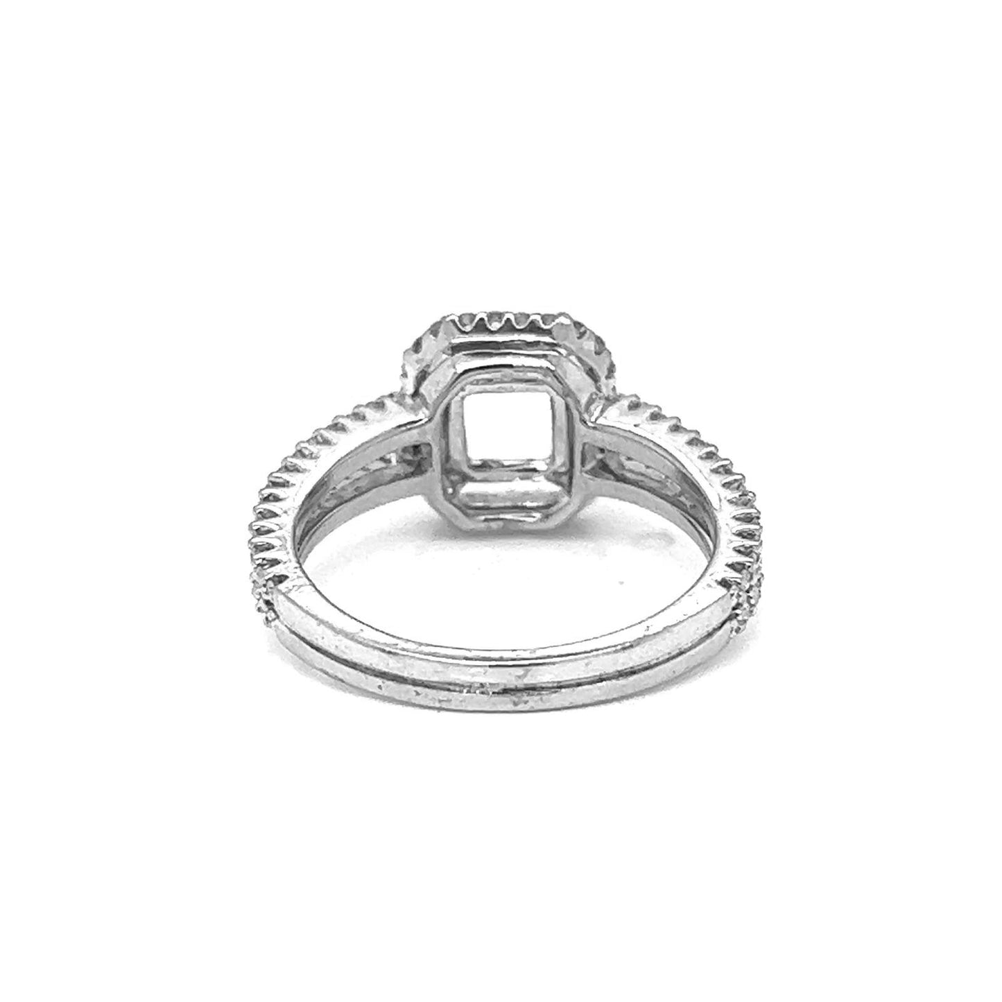 Semi-Mount Fits 8 x 6.5 mm with Natural Diamond Halo Ring, in White Gold - Pre-owned