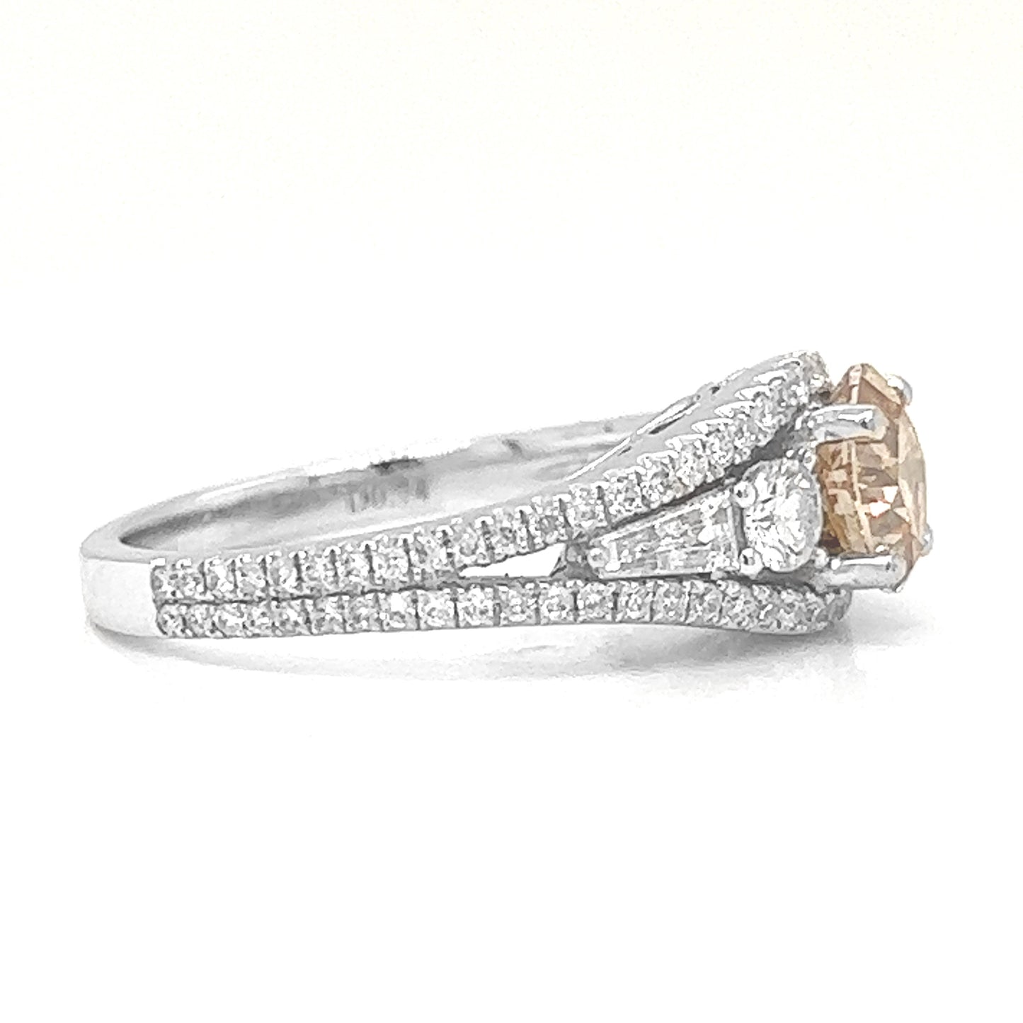 Natural Fancy Yellow Diamond Cocktail Art Deco Ring, in White Gold