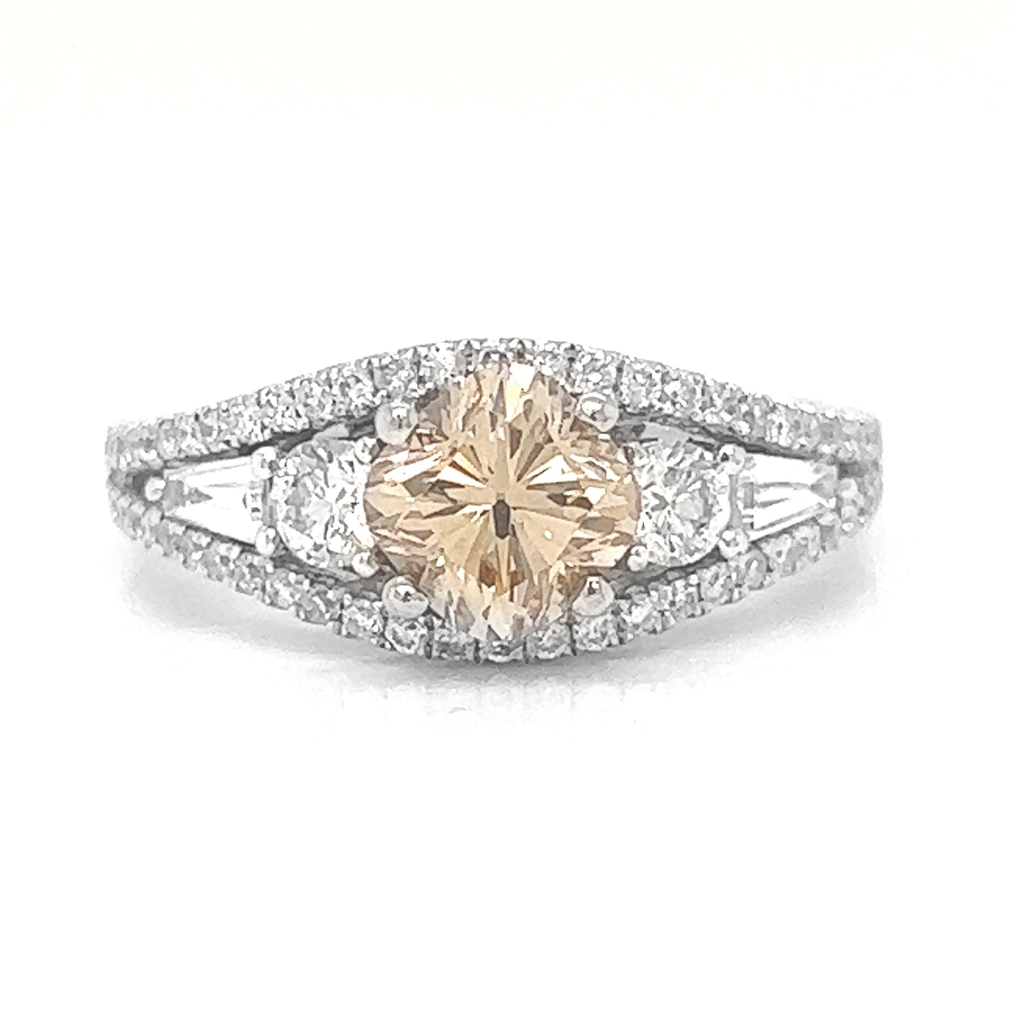 Natural Fancy Yellow Diamond Cocktail Art Deco Ring, in White Gold