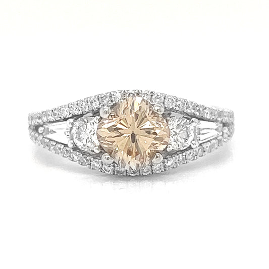 Natural Fancy Yellow Diamond Cocktail Art Deco Ring, in White Gold