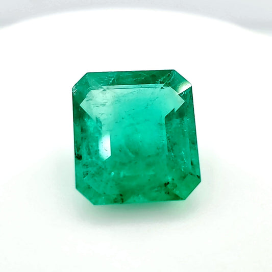 3.95 Carat Emerald Cut Grass Blue Emerald (Non-Certified) IGr I1