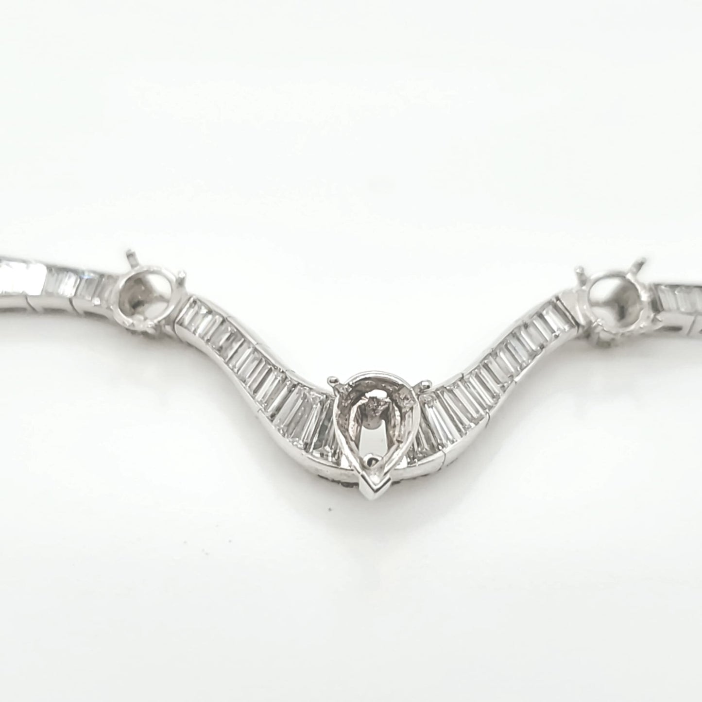 15 Carat Natural Mined Baguette Semi Mount Platinum Necklace