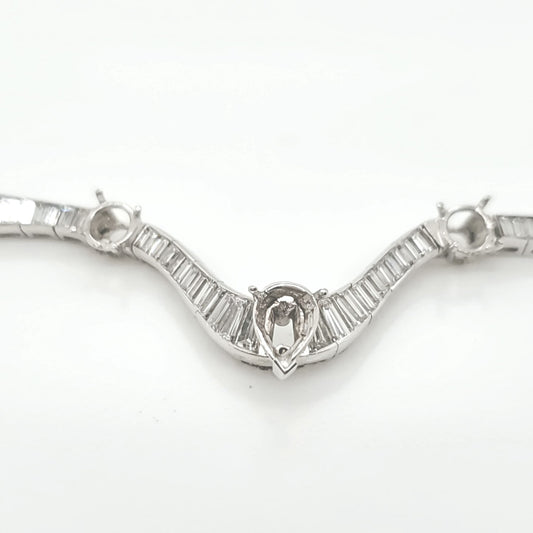 15 Carat Natural Mined Baguette Semi Mount Platinum Necklace