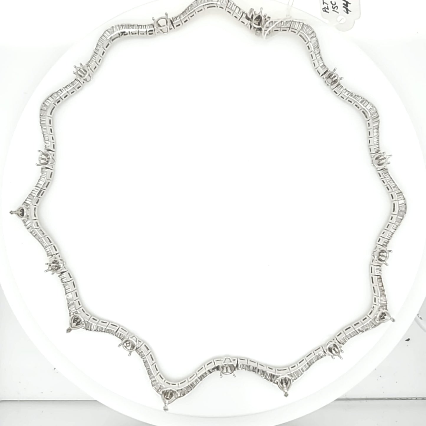 15 Carat Natural Mined Baguette Semi Mount Platinum Necklace