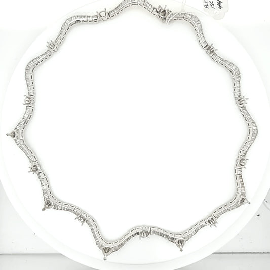 15 Carat Natural Mined Baguette Semi Mount Platinum Necklace