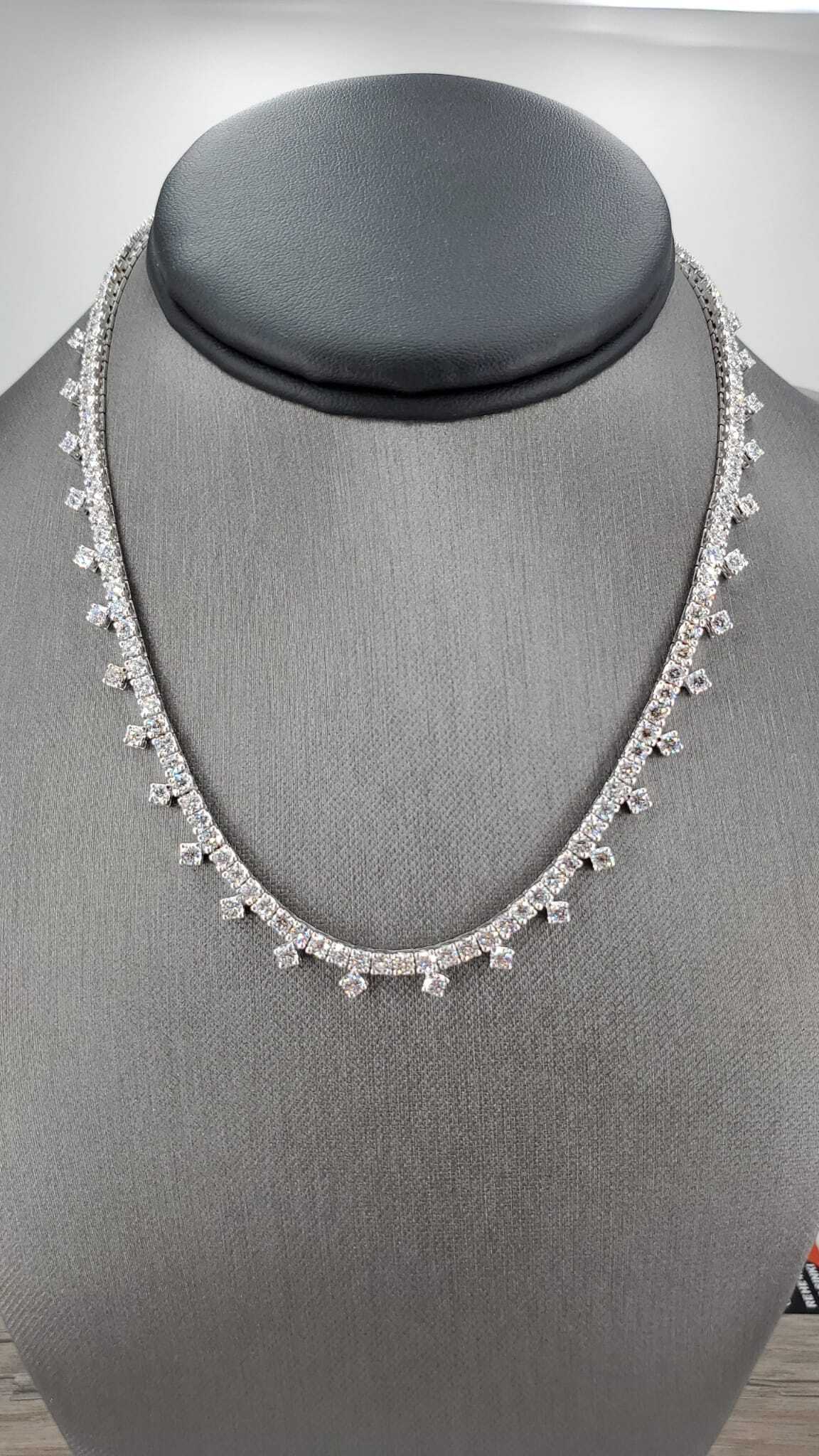 Natural Mined Round Diamond Cocktail Necklace White Gold