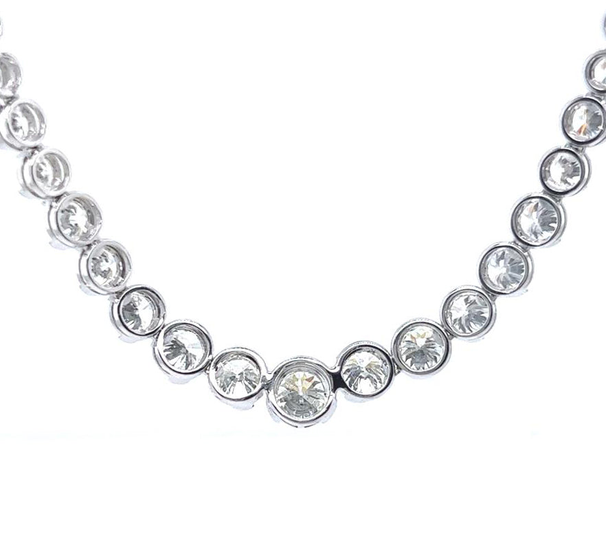 Natural Mined Diamond Bezel Rivera Graduating Necklace White Gold