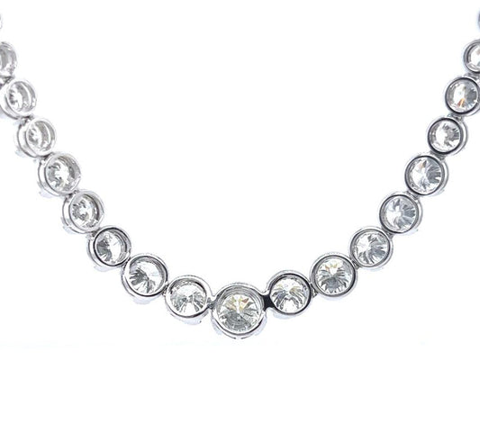 Natural Mined Diamond Bezel Rivera Graduating Necklace White Gold