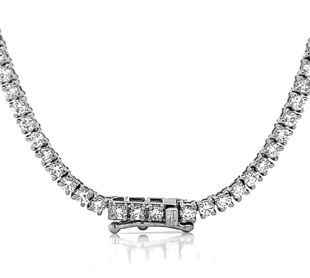 Natural Mined Round Diamond Riviera Tennis Necklace White Gold