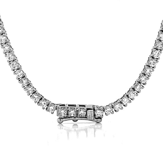 Natural Mined Round Diamond Riviera Tennis Necklace White Gold