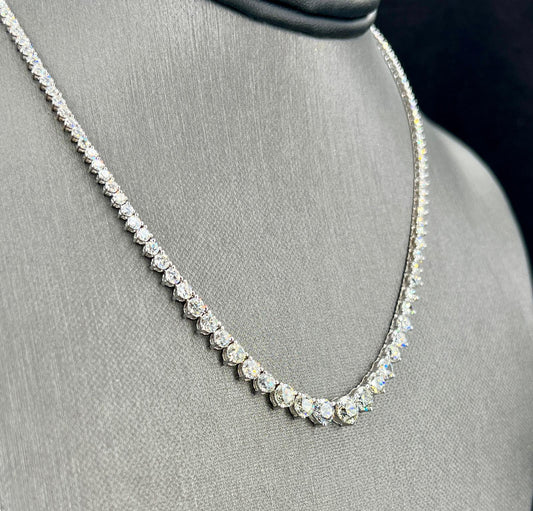 Natural Mined Round Diamond Rivera Graduating Necklace White Gold