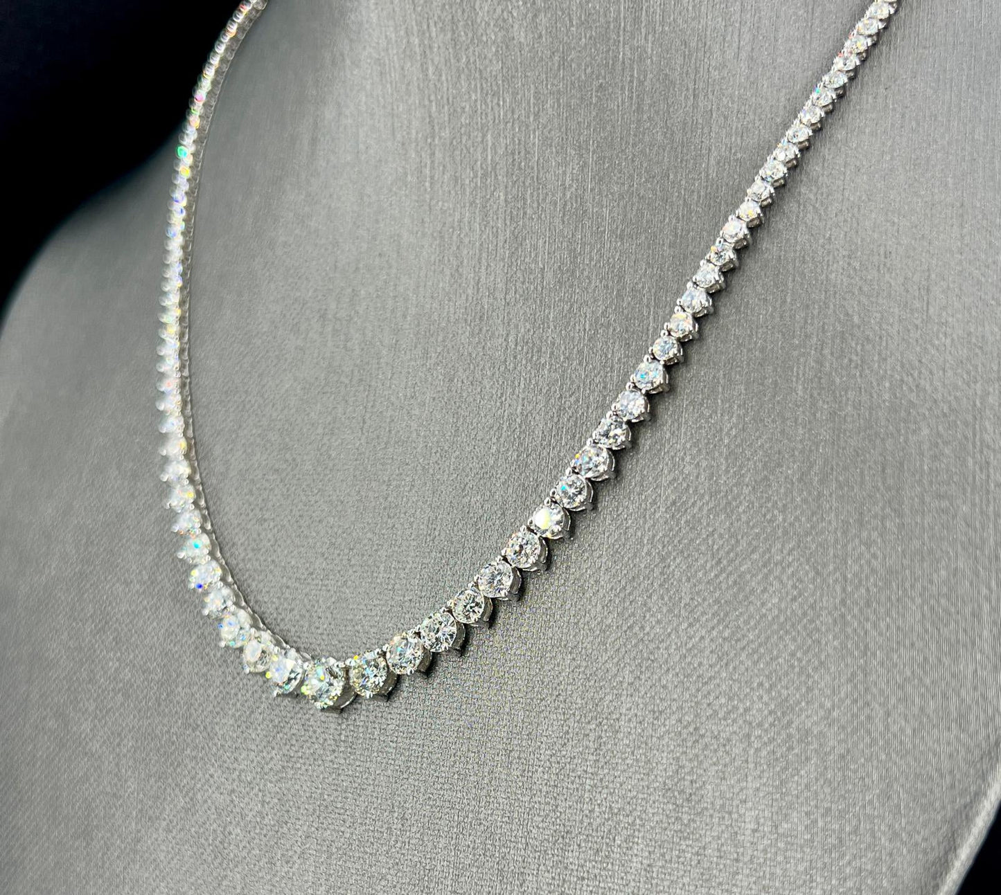 Natural Mined Round Diamond Rivera Graduating Necklace White Gold