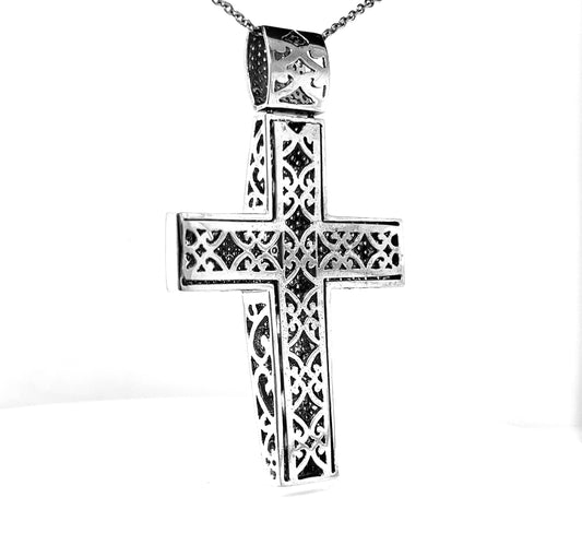 Natural Diamonds Cross Pendant, in White Gold
