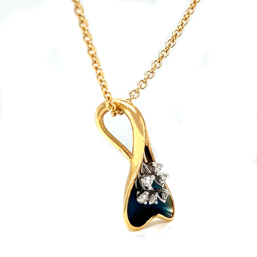 Natural Diamond Fancy Cocktail Pendant Necklace, in Yellow Gold