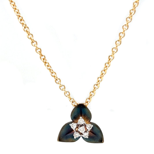 Natural Diamond Fancy Lotus Flower Pendant, in Yellow Gold