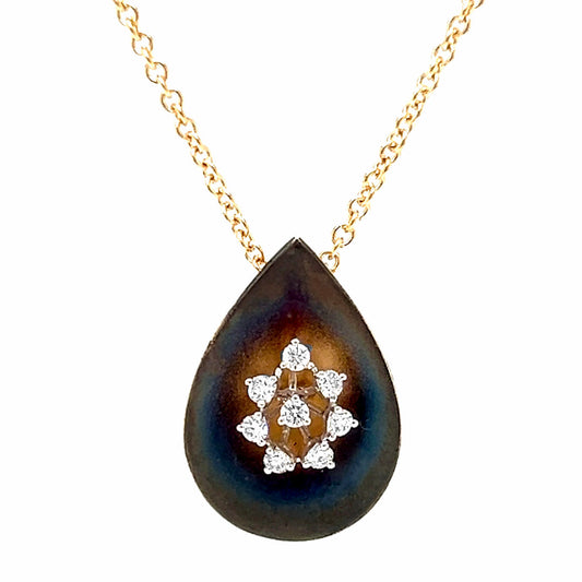 Natural  Diamond Leaf  Pendant Necklace, in Yellow Gold