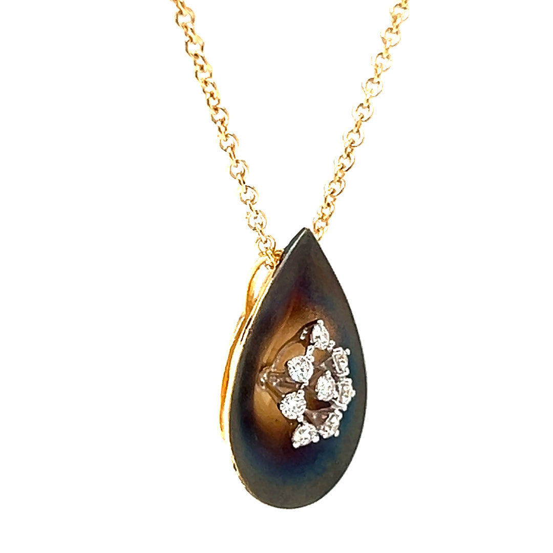 Natural  Diamond Leaf  Pendant Necklace, in Yellow Gold