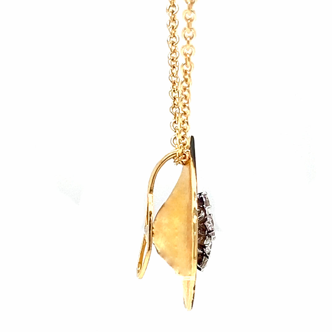 Natural  Diamond Leaf  Pendant Necklace, in Yellow Gold