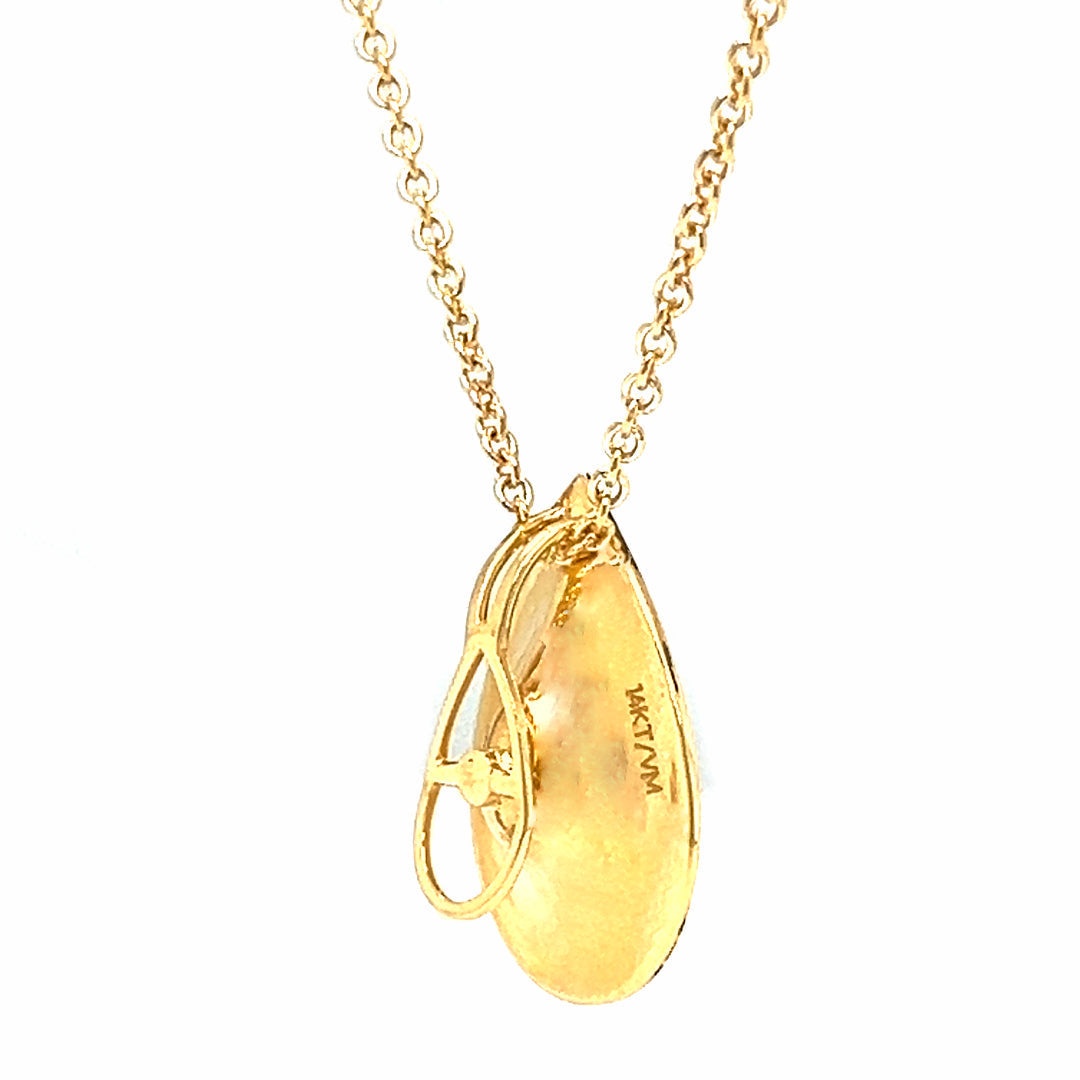 Natural  Diamond Leaf  Pendant Necklace, in Yellow Gold