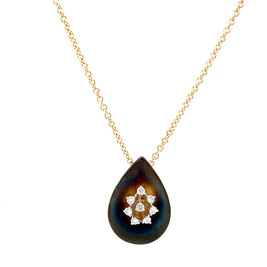 Natural  Diamond Leaf  Pendant Necklace, in Yellow Gold