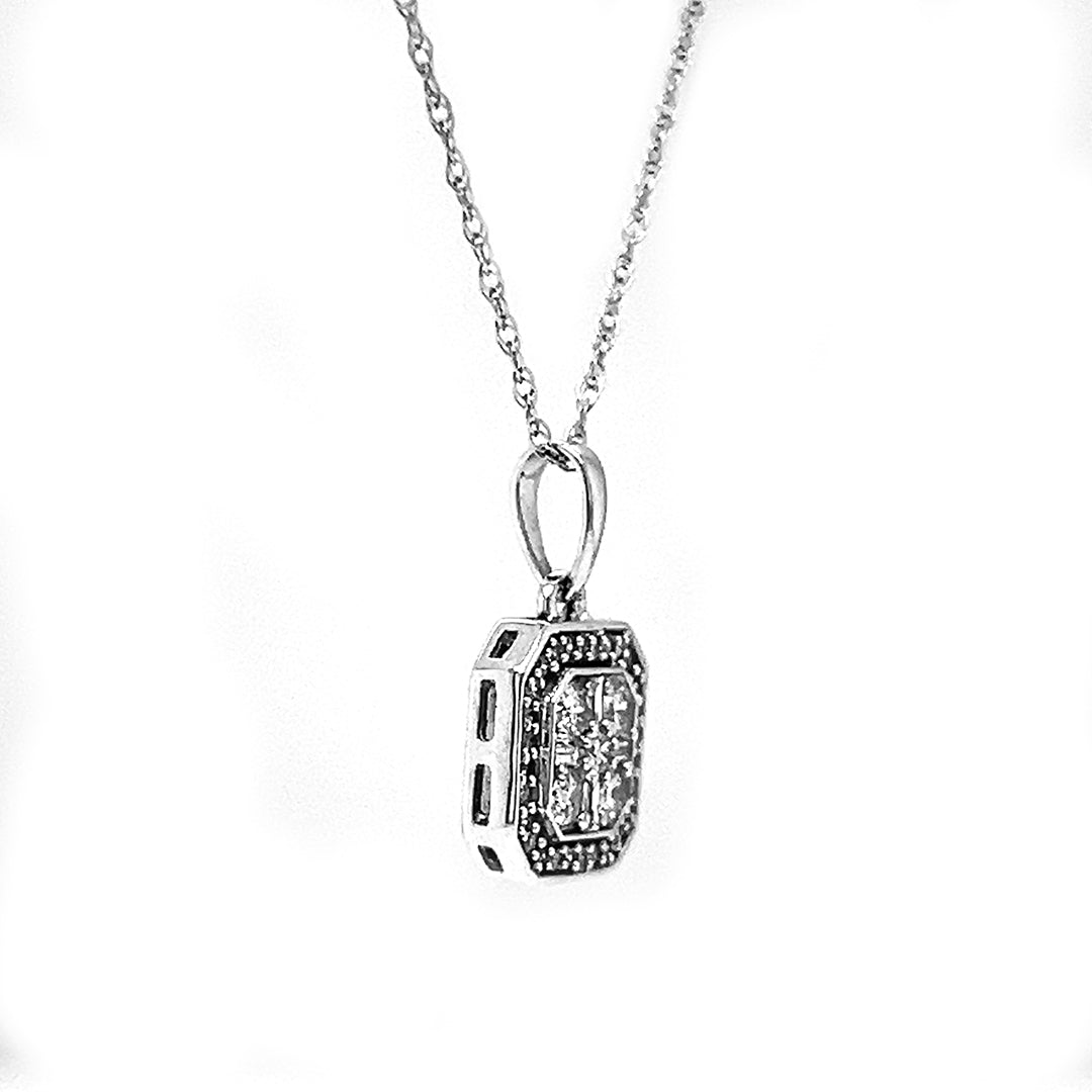 Natural Diamond Cocktail Illusion Pendant, in White Gold