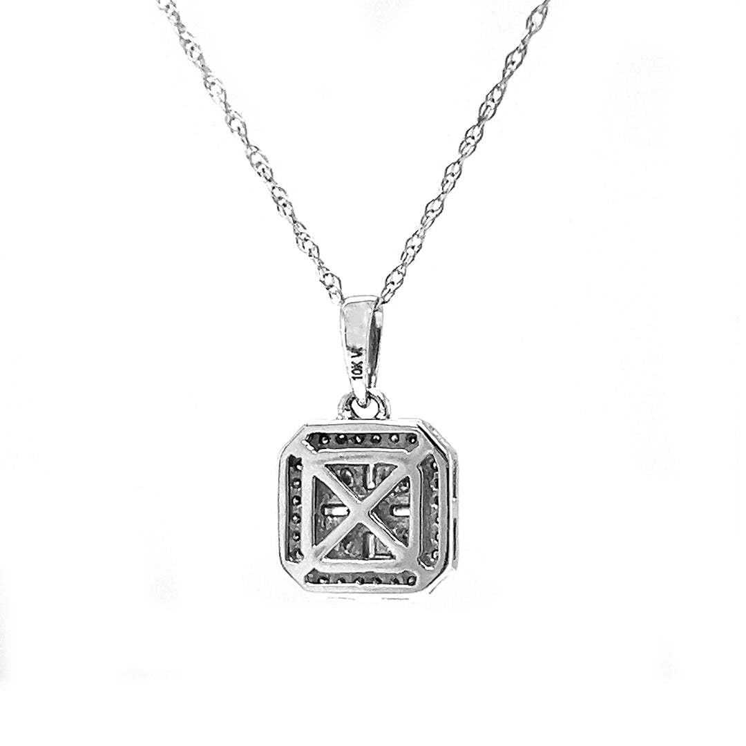 Natural Diamond Cocktail Illusion Pendant, in White Gold