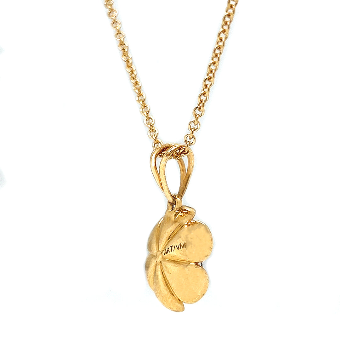 Natural Diamond Flower Fancy Pendant Necklace, in Yellow Gold