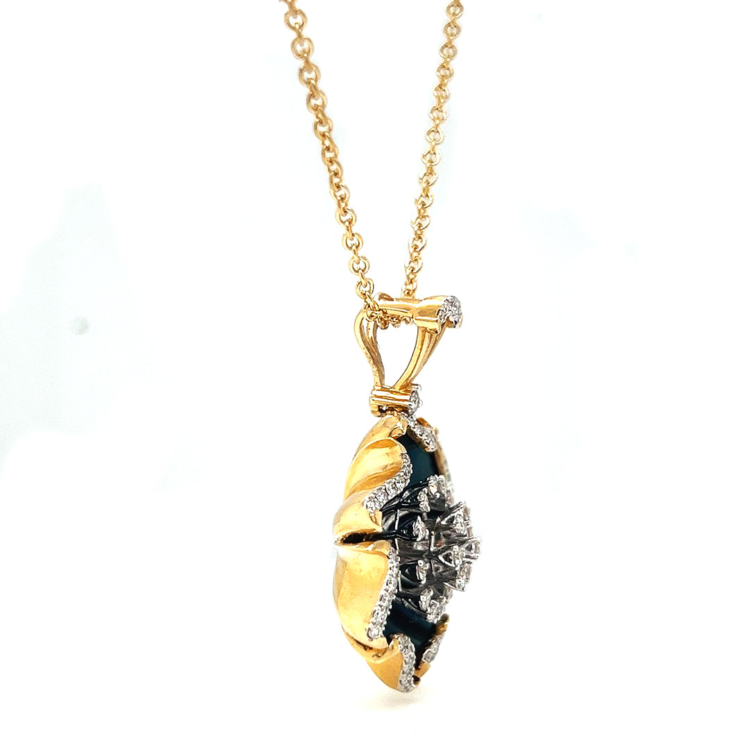 Natural Mined Diamond Floral Cocktail Pendant Necklace Yellow Gold