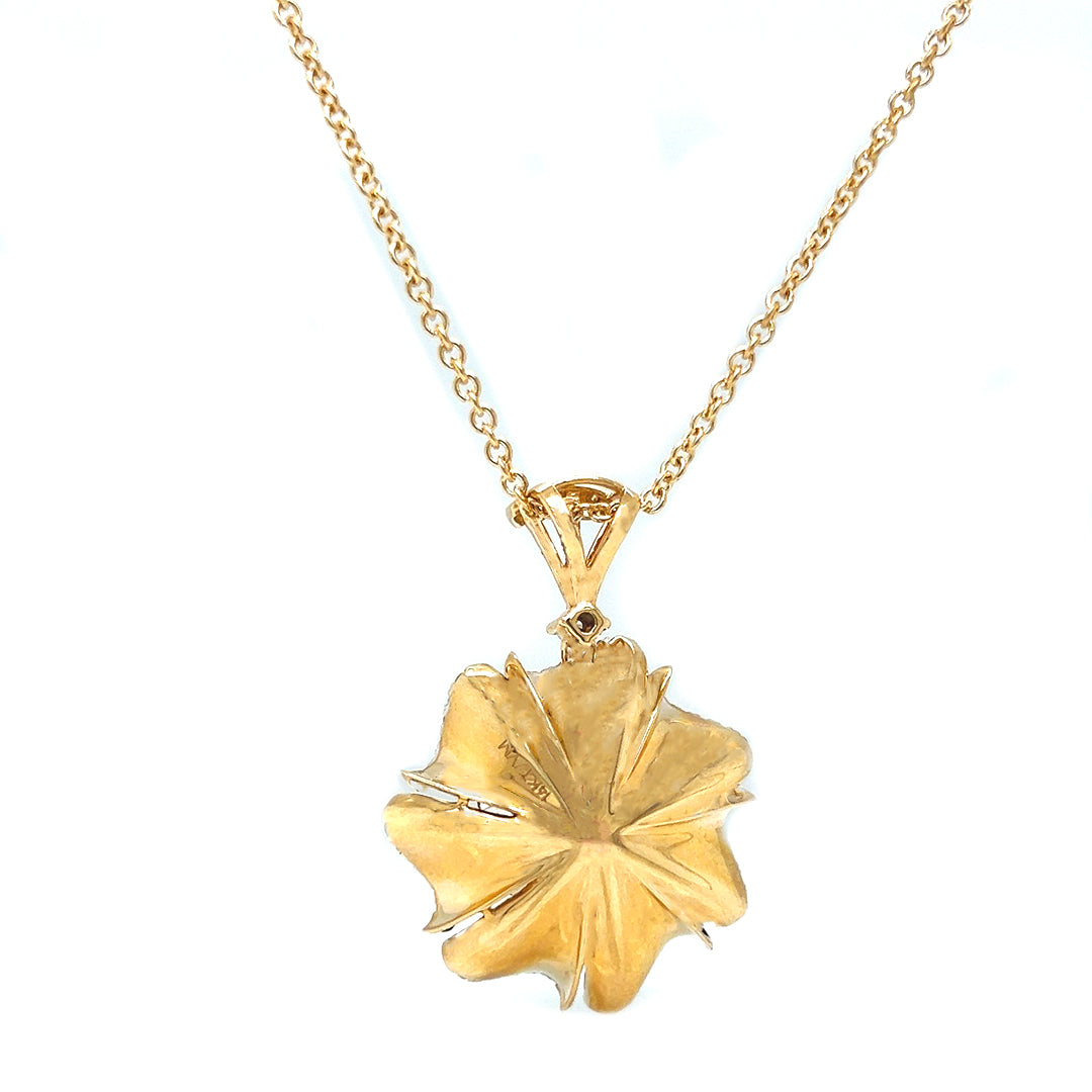 Natural Mined Diamond Floral Cocktail Pendant Necklace Yellow Gold