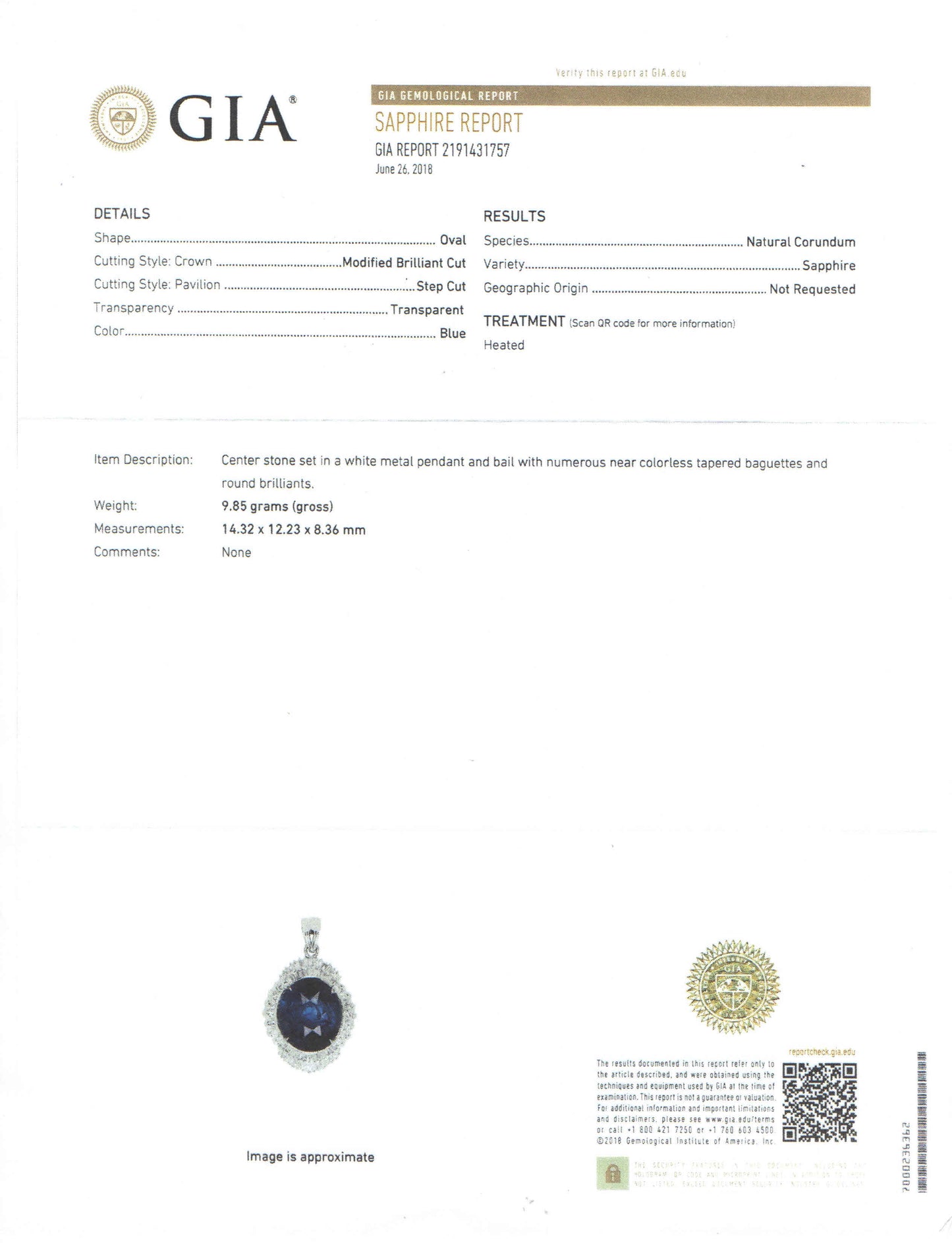 Platinum Art Deco Sapphire Pendant - Pre-owned