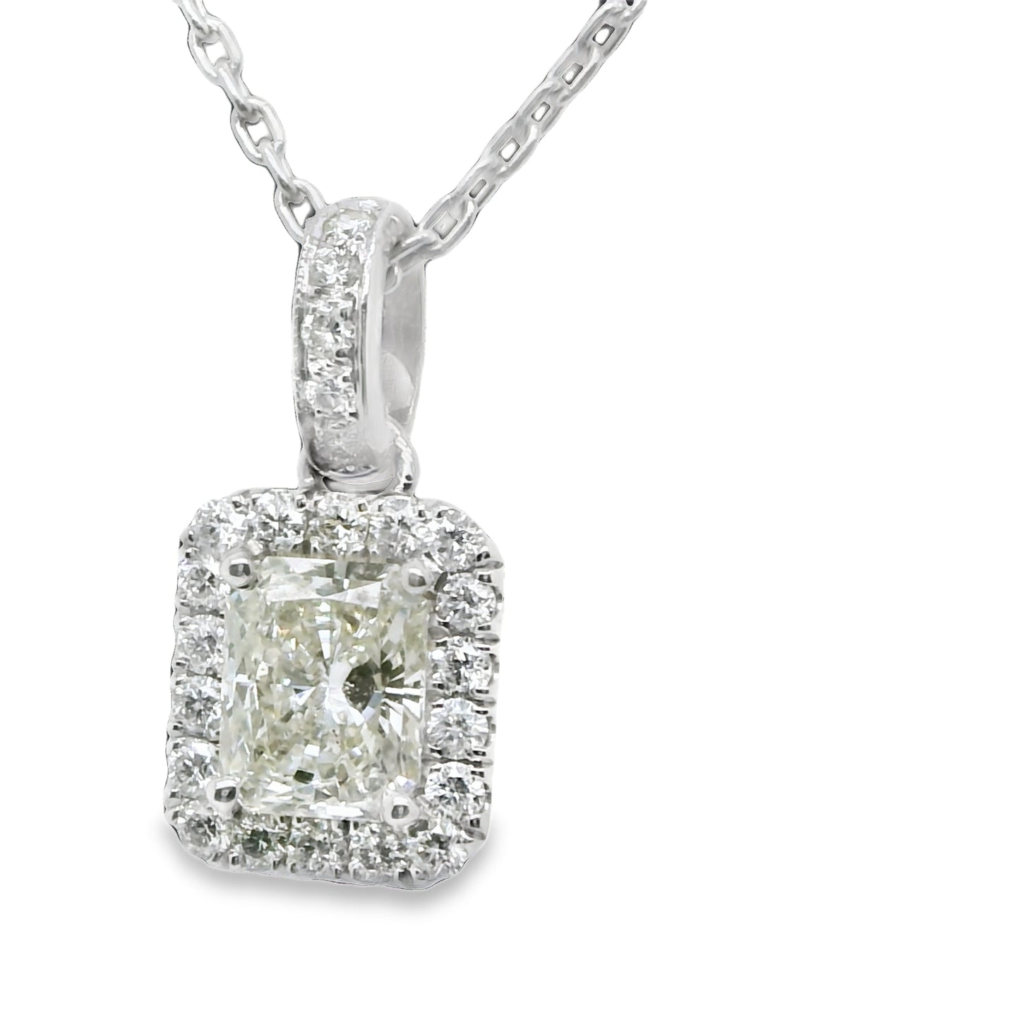 1.40 ct.t.w. Natural Diamond Halo Pendant Necklace, in White Gold & Platinum