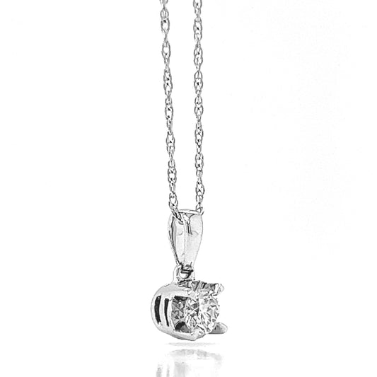 Natural Mined Diamond Solitaire Pendant 10KT White Gold