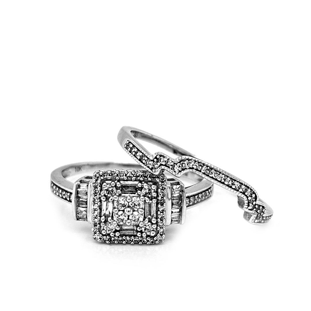 Natural Diamonds with Illusion Setting Cocktail Ring, in White Gold