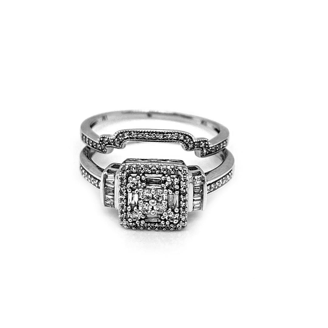 Natural Diamonds with Illusion Setting Cocktail Ring, in White Gold