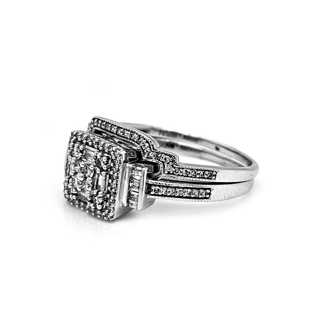 Natural Diamonds with Illusion Setting Cocktail Ring, in White Gold