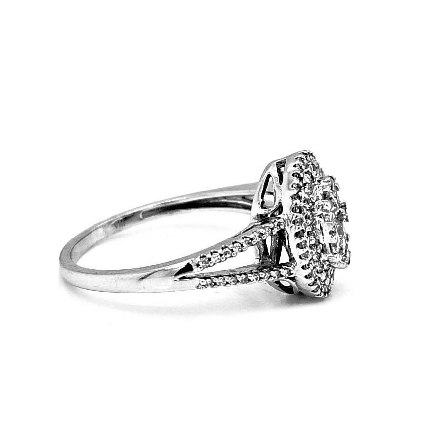 Natural Oval Shaped Diamond Illusion set Cocktail Bridal Ring, in White Gold