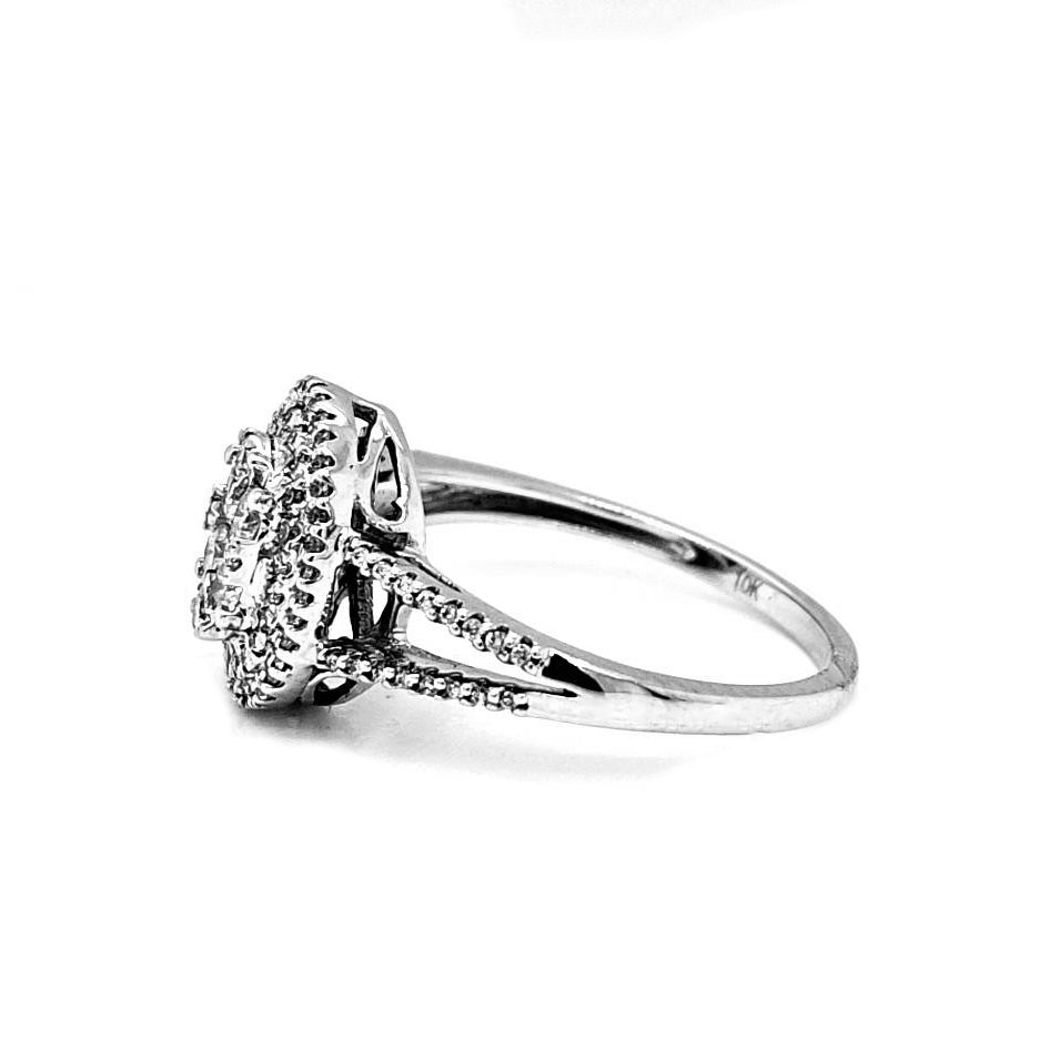 Natural Oval Shaped Diamond Illusion set Cocktail Bridal Ring, in White Gold