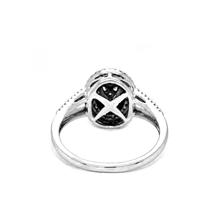 Natural Oval Shaped Diamond Illusion set Cocktail Bridal Ring, in White Gold