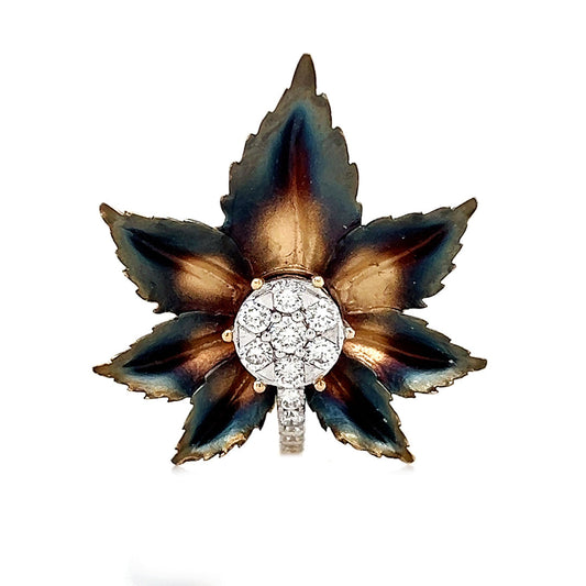 Natural Diamond Fancy Flower Cocktail Ring, in White Gold